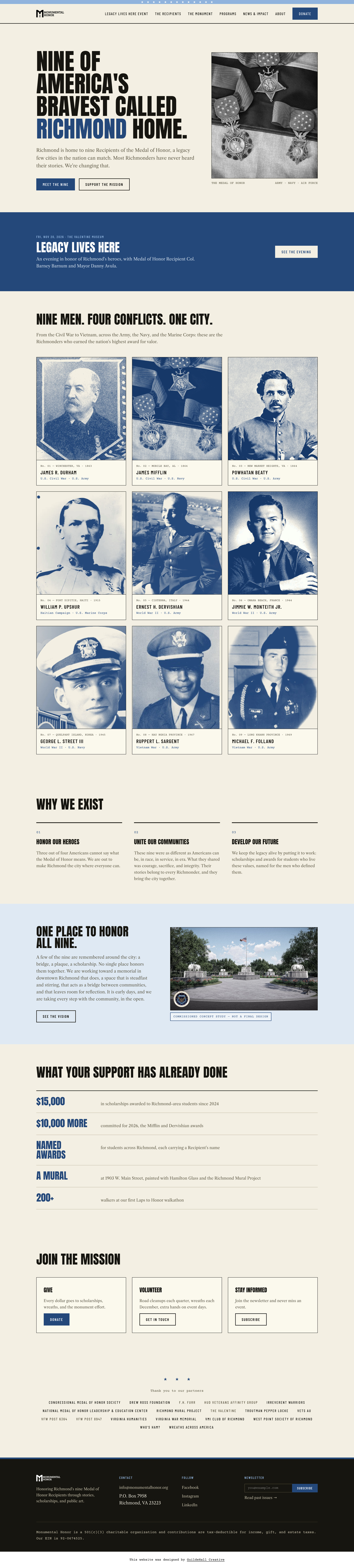 Monumental Honor home page